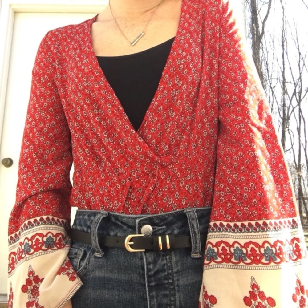 Floral floral romper size small red